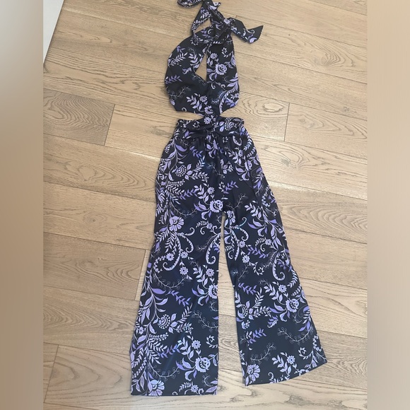Misa Laya purple silk jumpsuit halter cutout xs - Picture 5 of 6